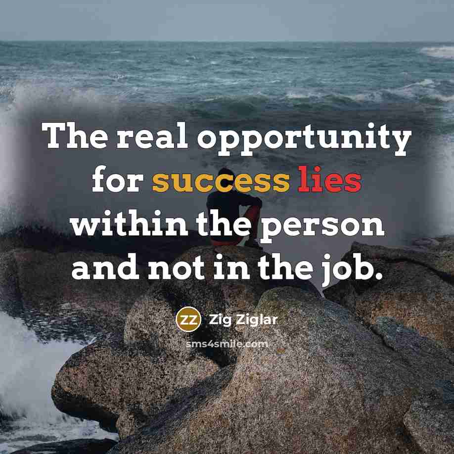 “The real opportunity for success lies within the person and…” quote by Zig Ziglar