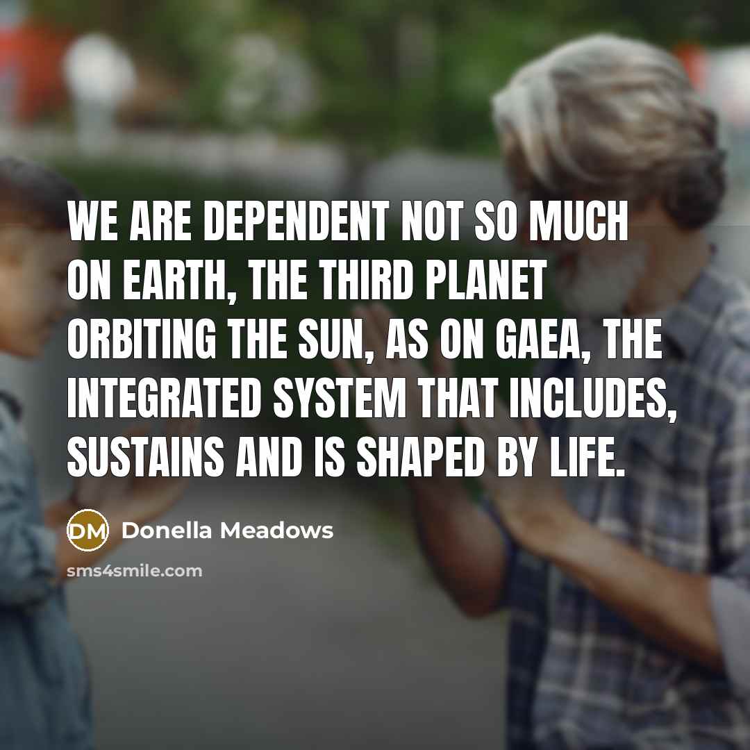 “We are dependent not so much on Earth, the third…” quote by Donella Meadows