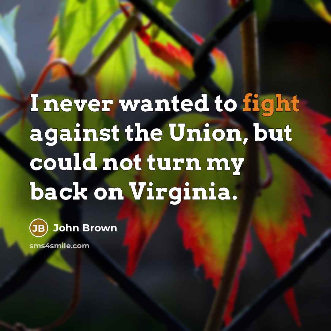 “I never wanted to fight against the Union, but could…” quote by John Brown