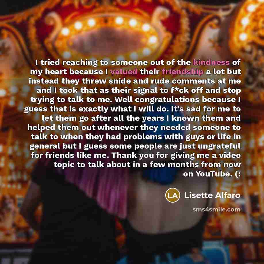 “I tried reaching to someone out of the kindness of…” quote by Lisette Alfaro