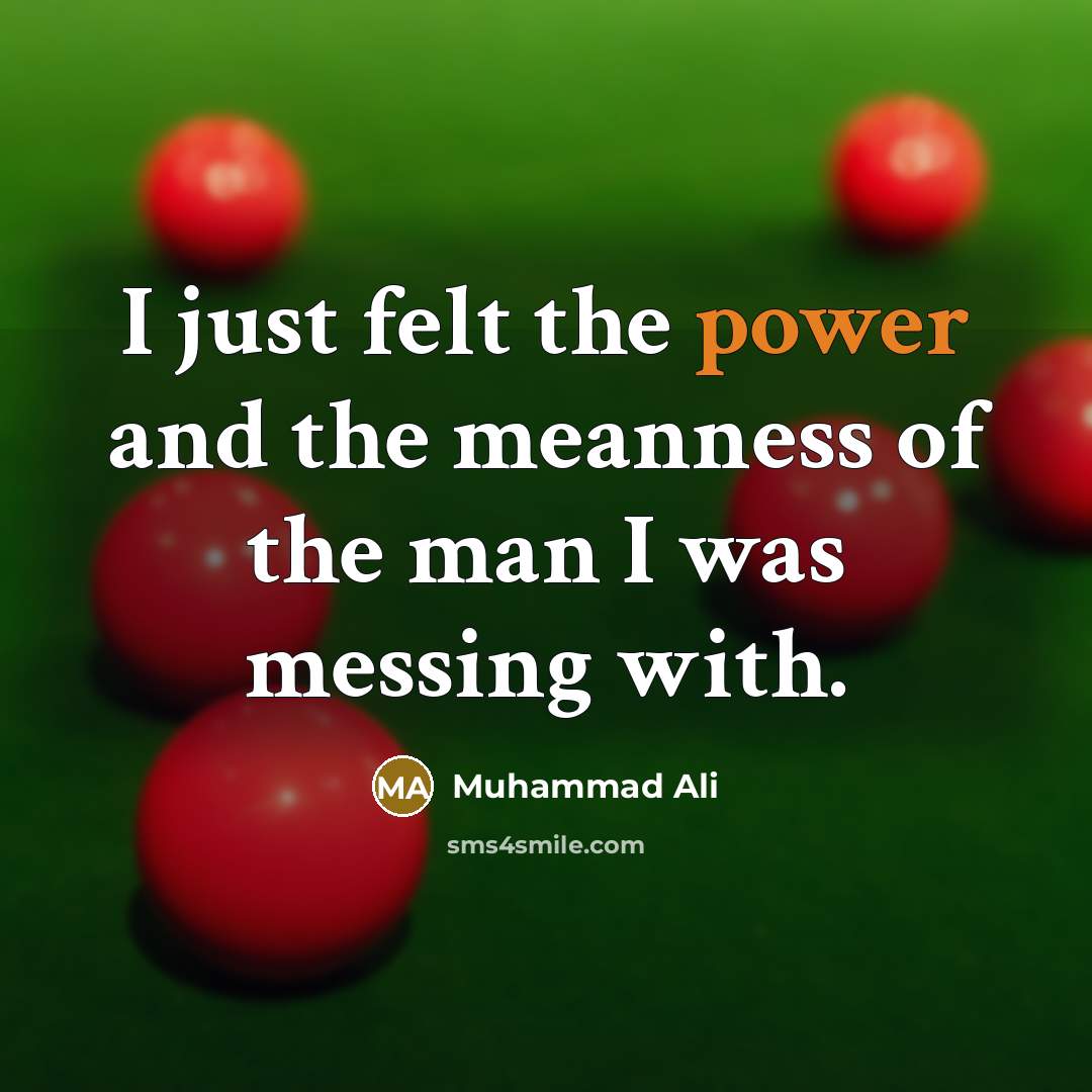 “I just felt the power and the meanness of the…” quote by Muhammad Ali