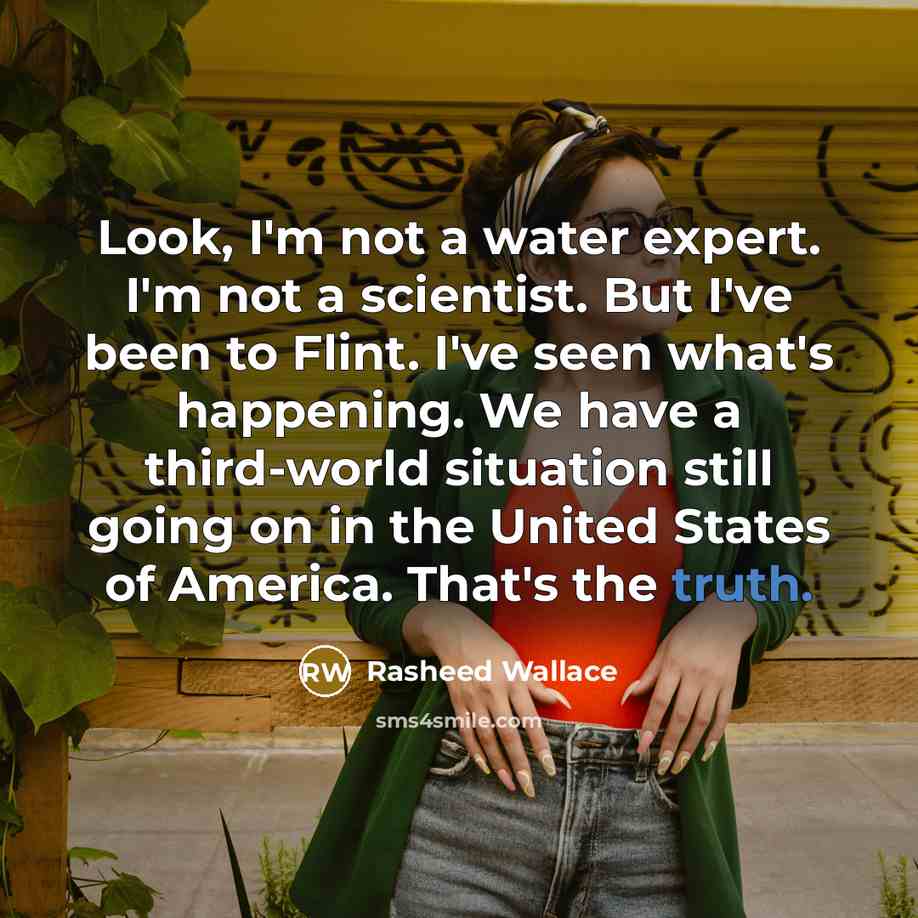“Look, I'm not a water expert. I'm not a scientist.…” quote by Rasheed Wallace