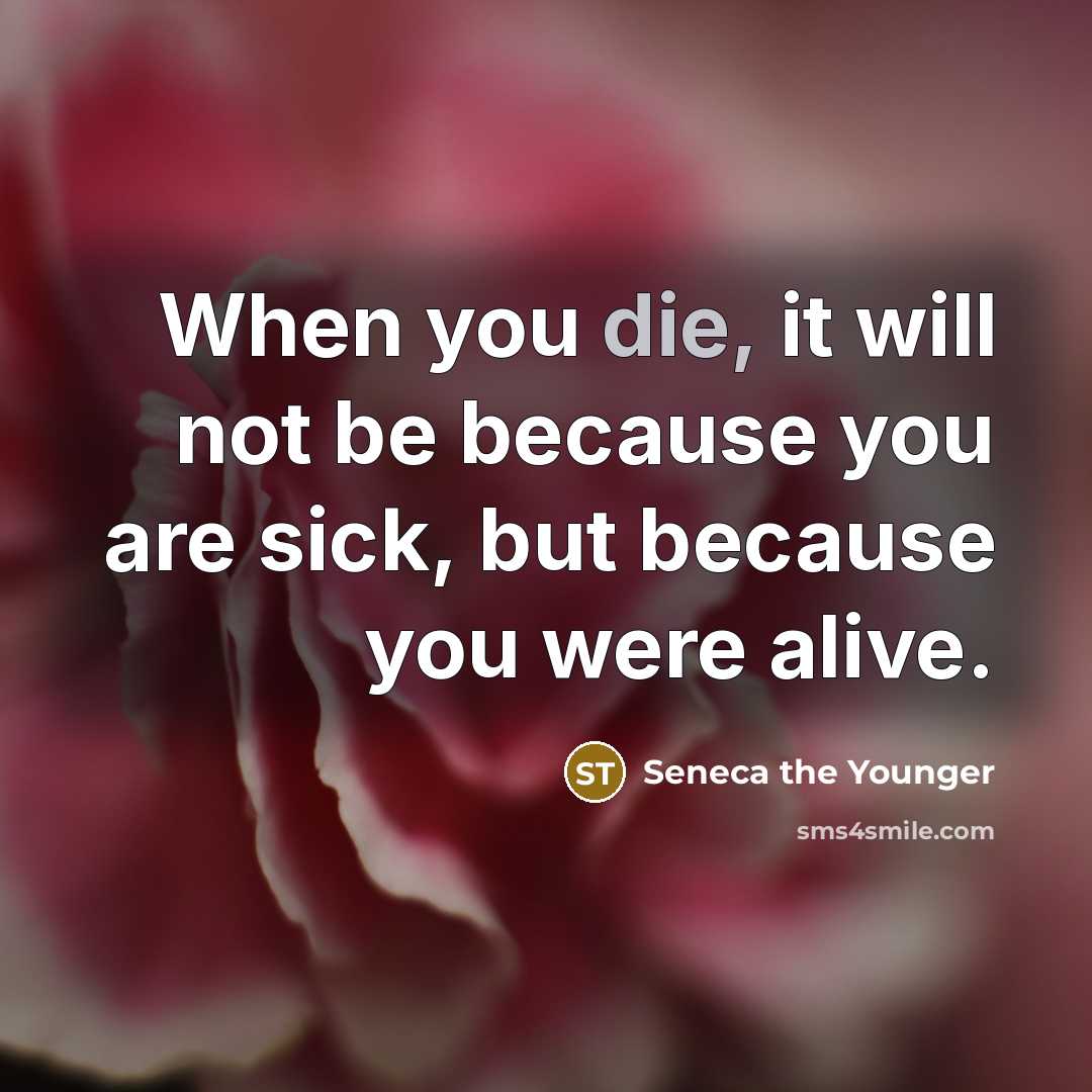 “When you die, it will not be because you are…” quote by Seneca the Younger