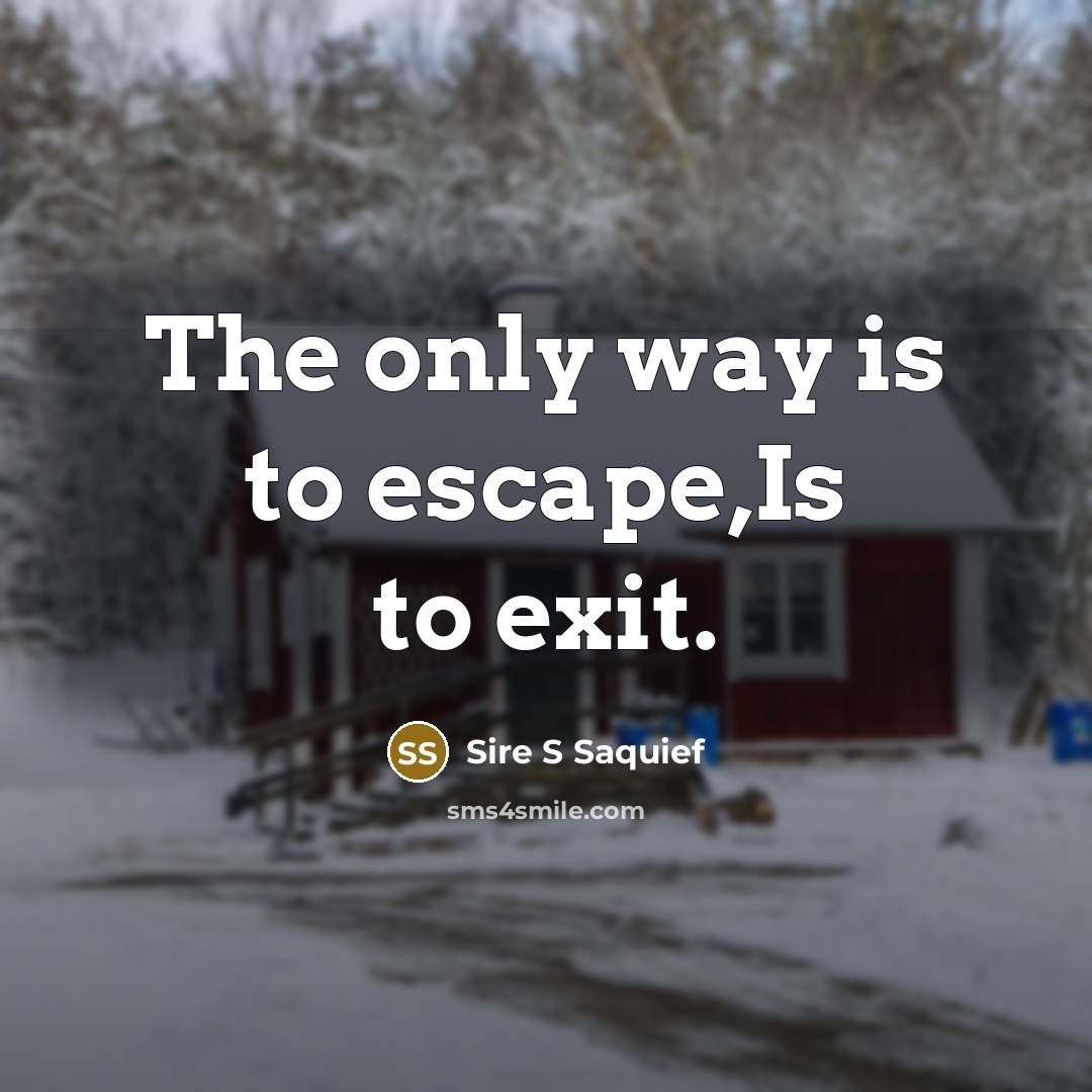 “The only way is to escape,Is to exit.” quote by Sire S Saquief