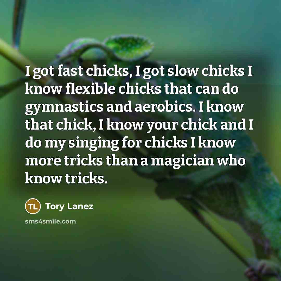 “I got fast chicks, I got slow chicks I know…” quote by Tory Lanez