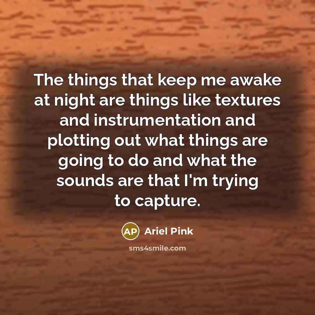 “The things that keep me awake at night are things…” quote by Ariel Pink
