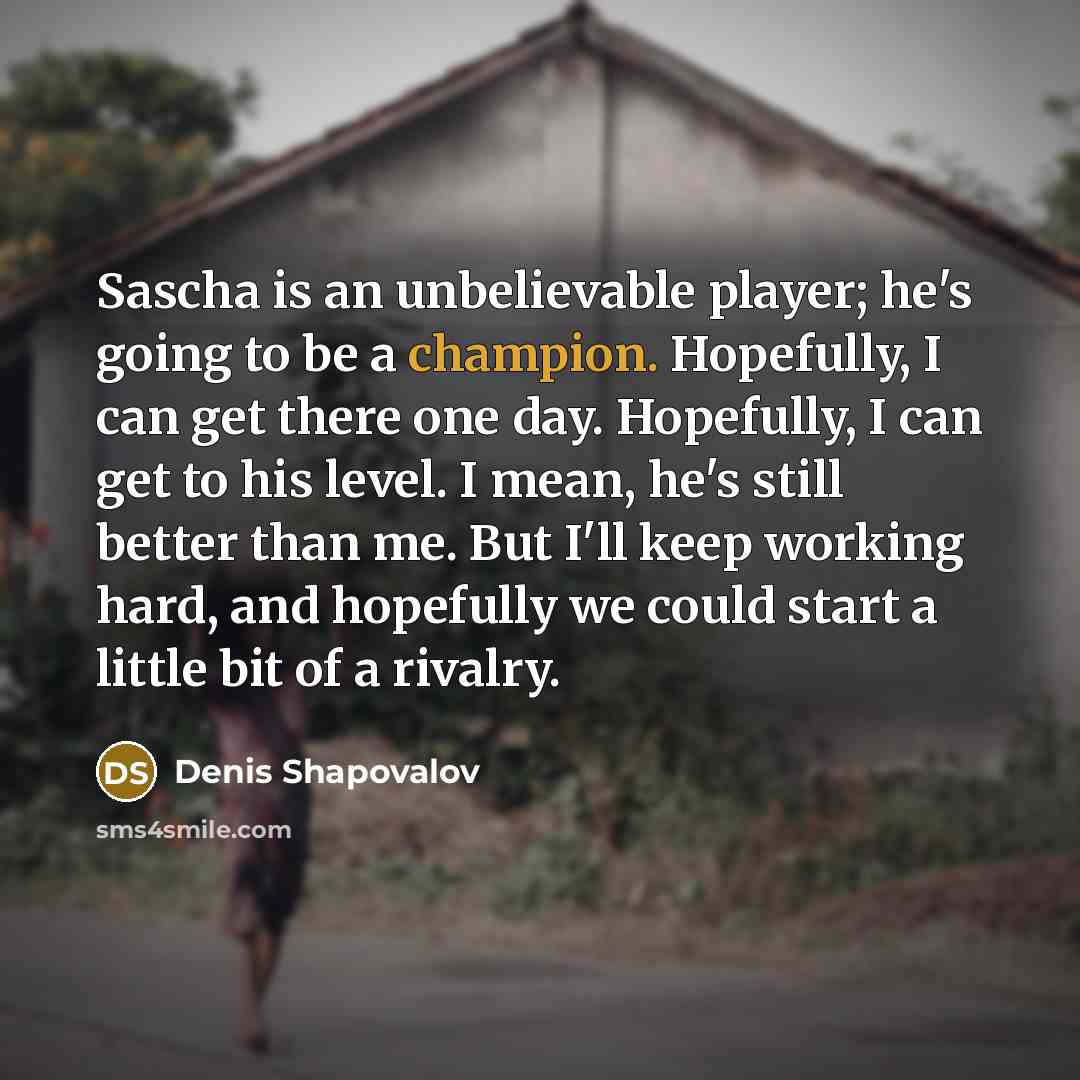 “Sascha is an unbelievable player; he's going to be a…” quote by Denis Shapovalov
