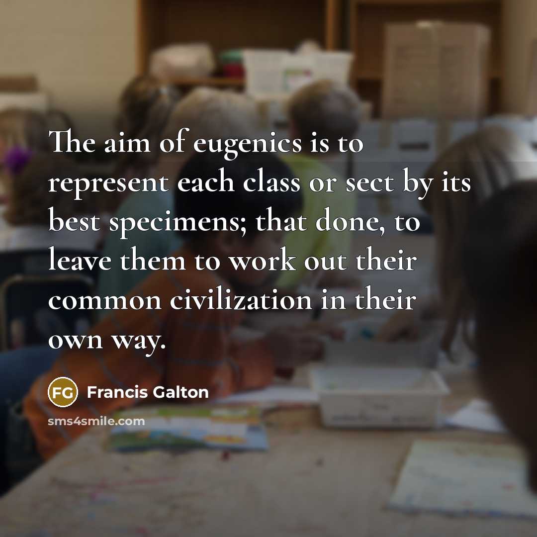 “The aim of eugenics is to represent each class or…” quote by Francis Galton