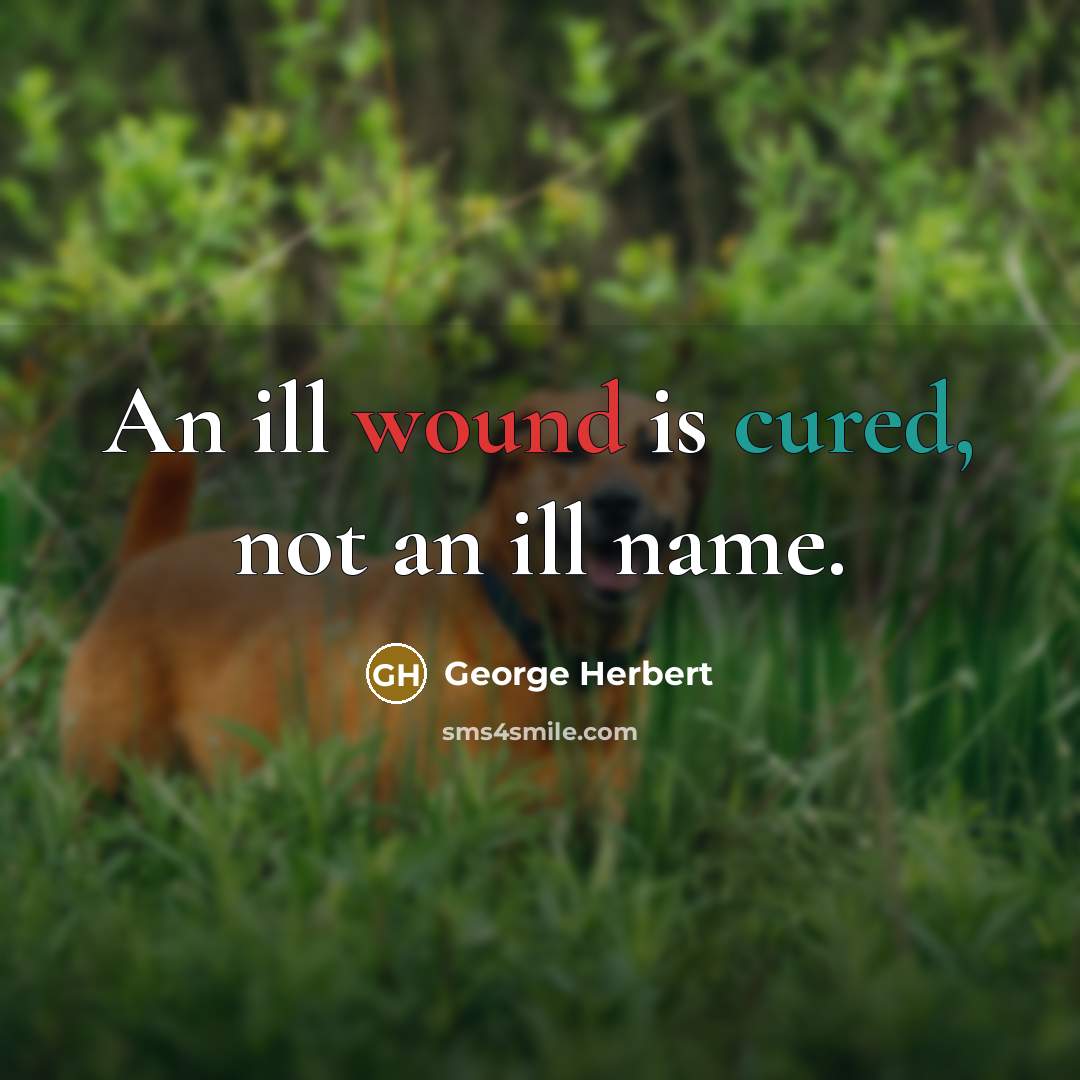 “An ill wound is cured, not an ill name.” quote by George Herbert