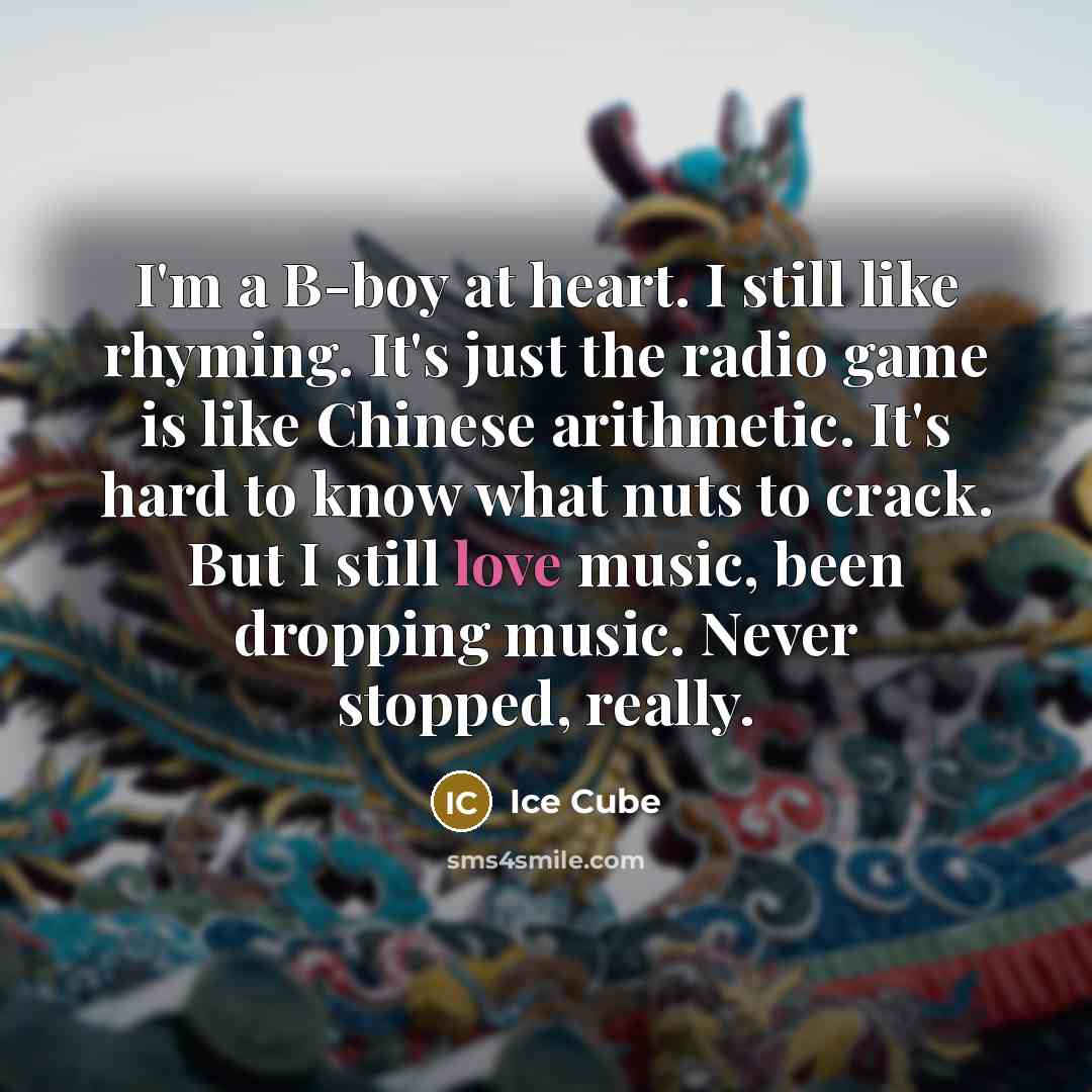 “I'm a B-boy at heart. I still like rhyming. It's…” quote by Ice Cube