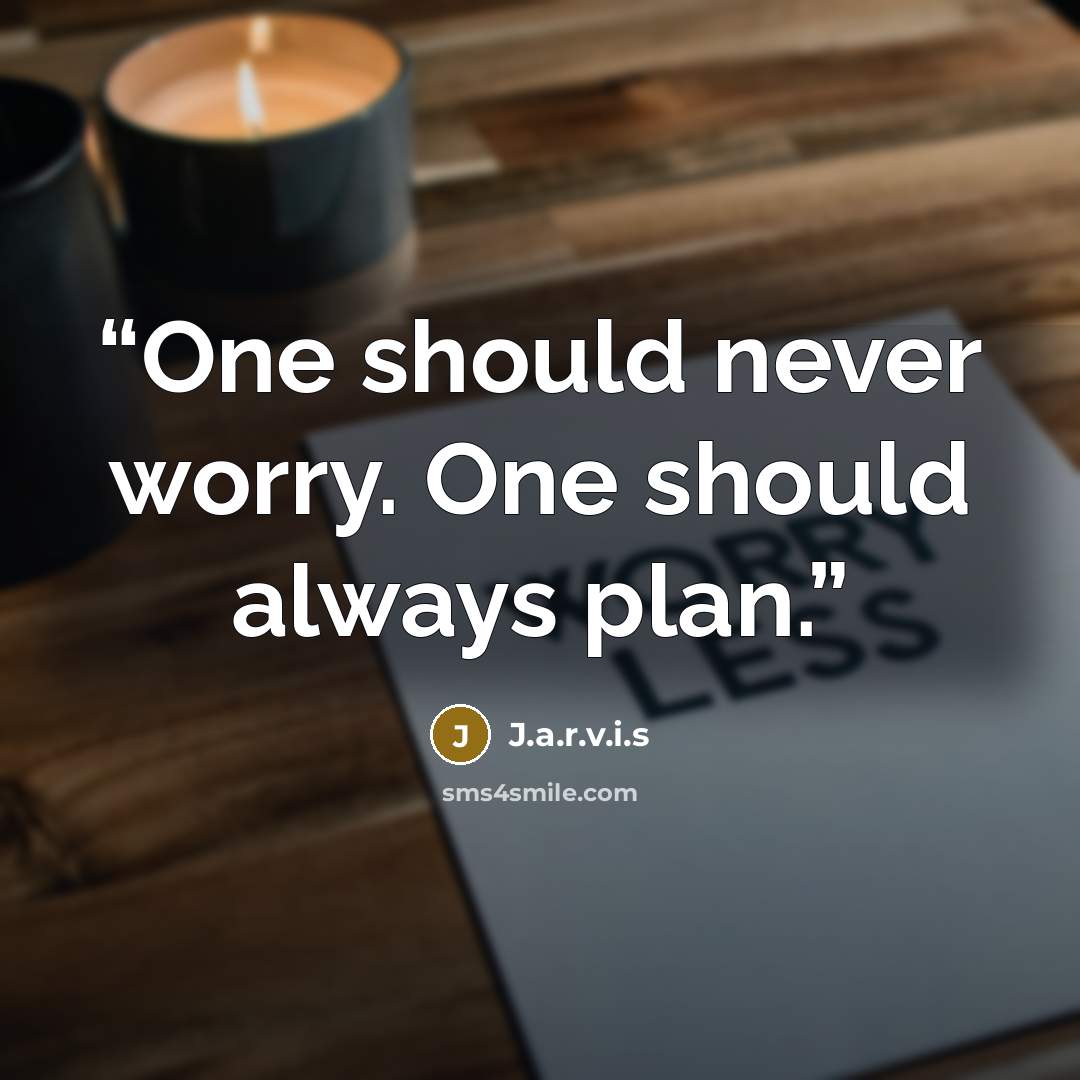 “One should never worry. One should always plan.” quote by J.a.r.v.i.s