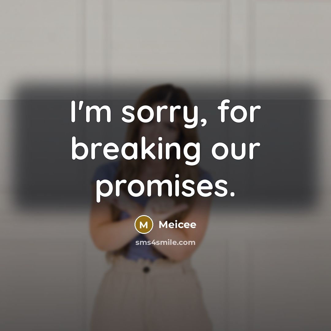 “I'm sorry, for breaking our promises.…” quote by Meicee