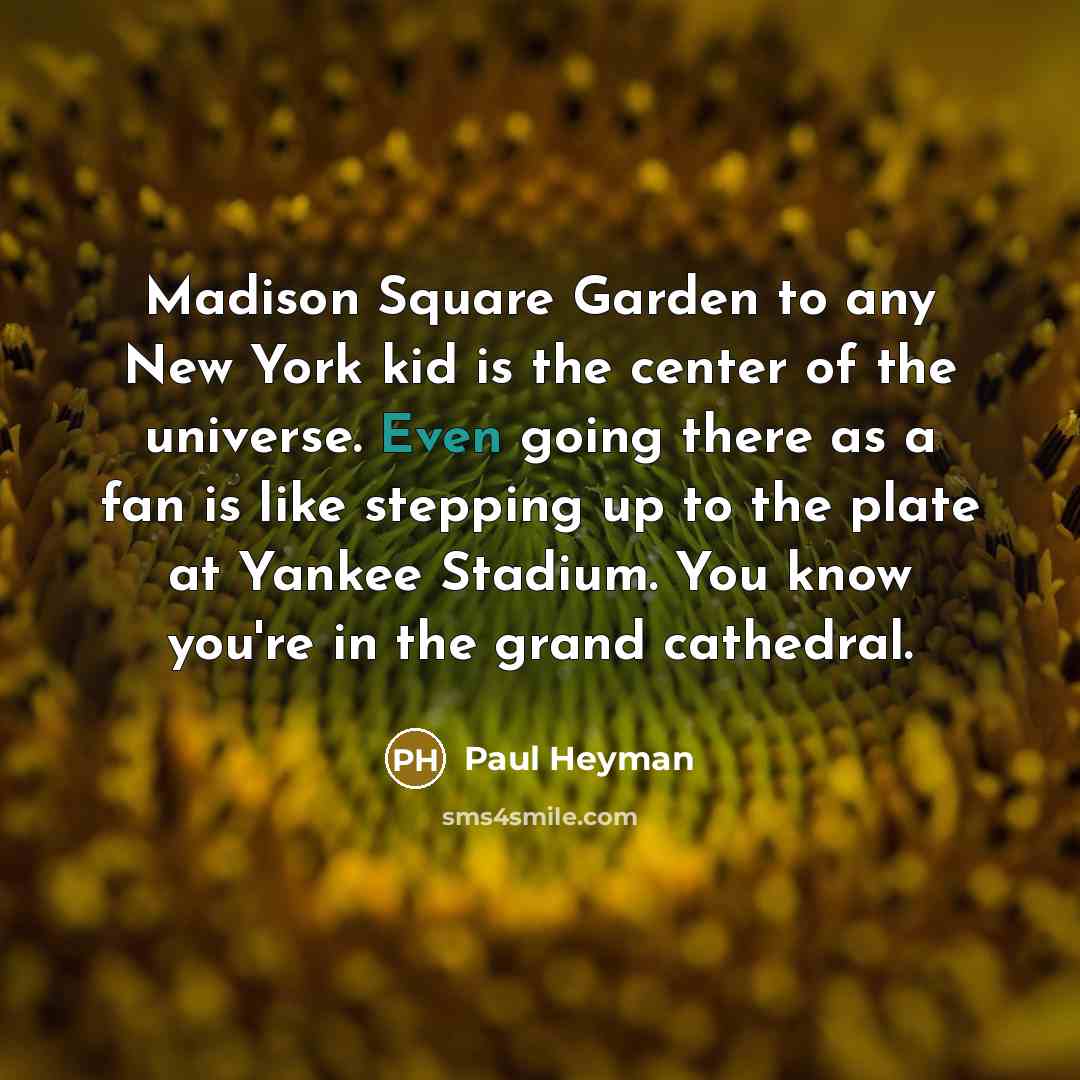 “Madison Square Garden to any New York kid is the…” quote by Paul Heyman