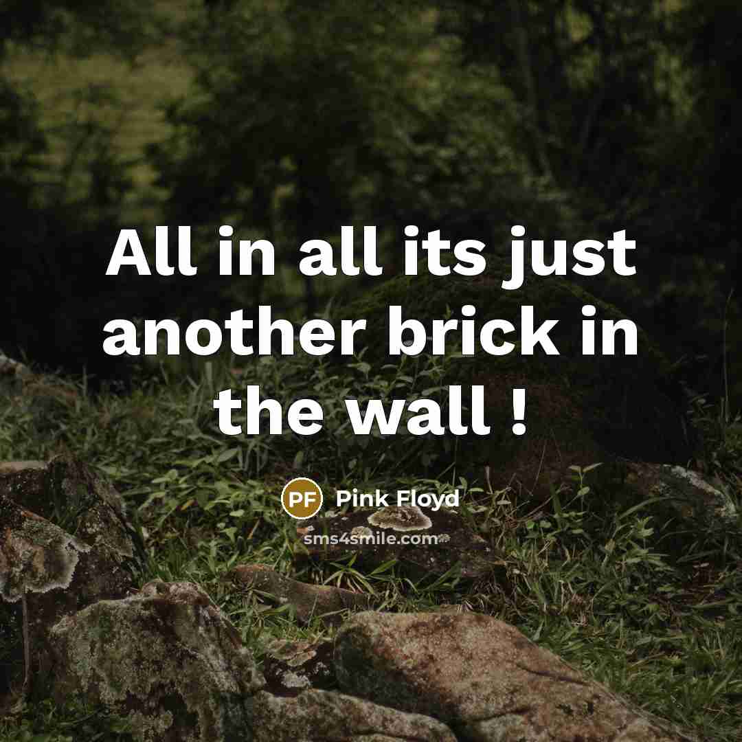 “All in all its just another brick in the wall…” quote by Pink Floyd