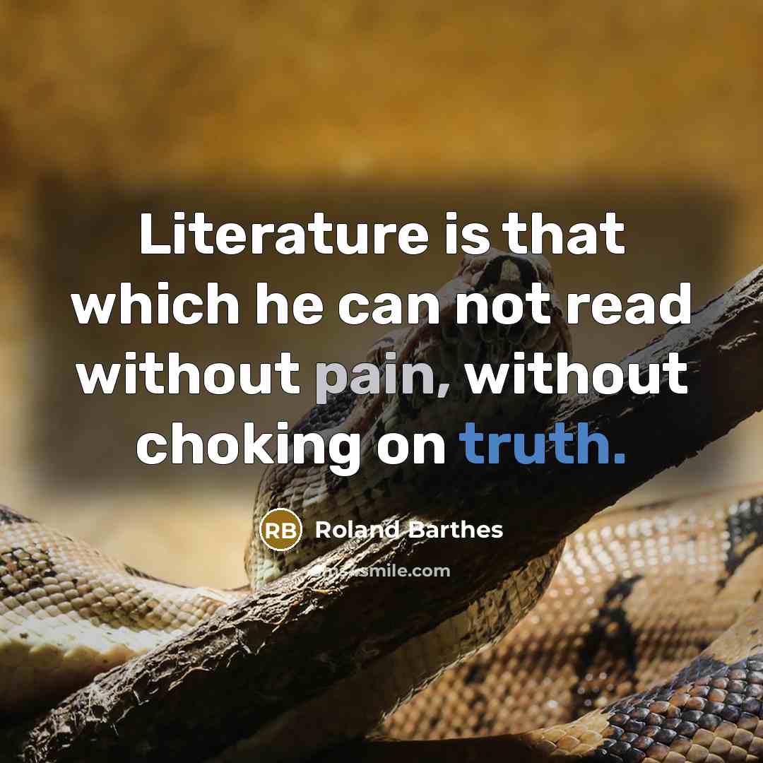 “Literature is that which he can not read without pain,…” quote by Roland Barthes