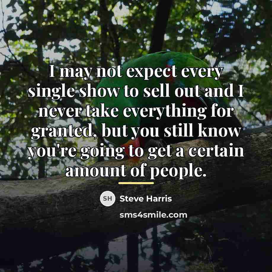 “I may not expect every single show to sell out…” quote by Steve Harris