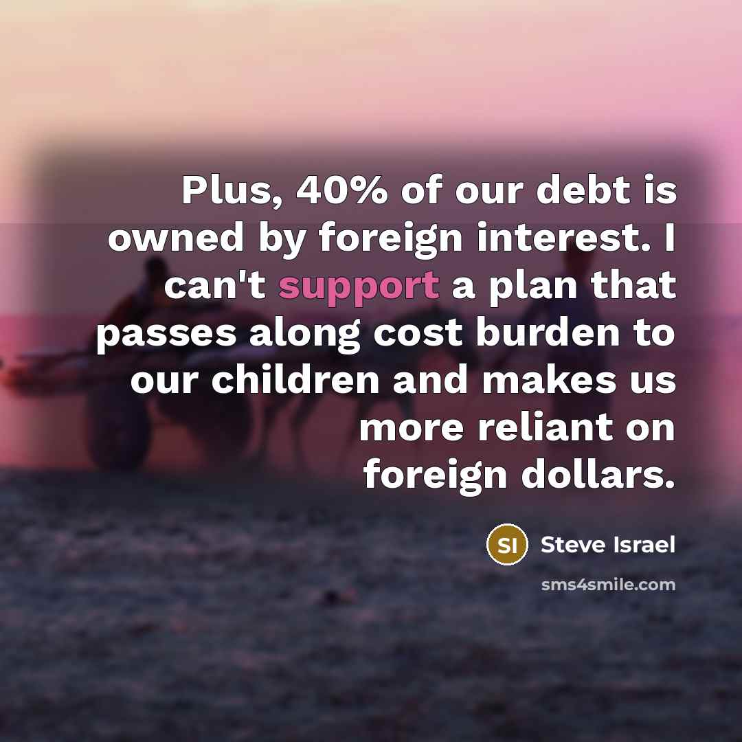 “Plus, 40% of our debt is owned by foreign interest.…” quote by Steve Israel