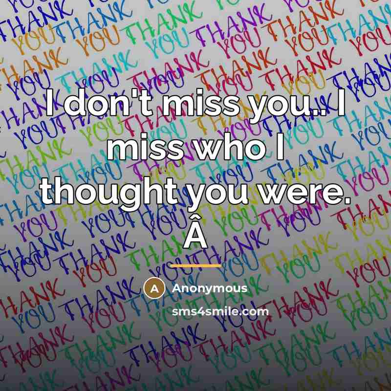 “I don't miss you.. I miss who I thought you…” quote by Anonymous