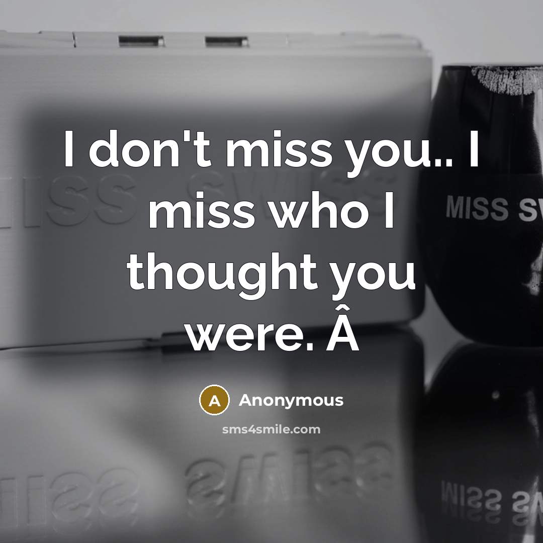 “I don't miss you.. I miss who I thought you were. Â” quote by Anonymous