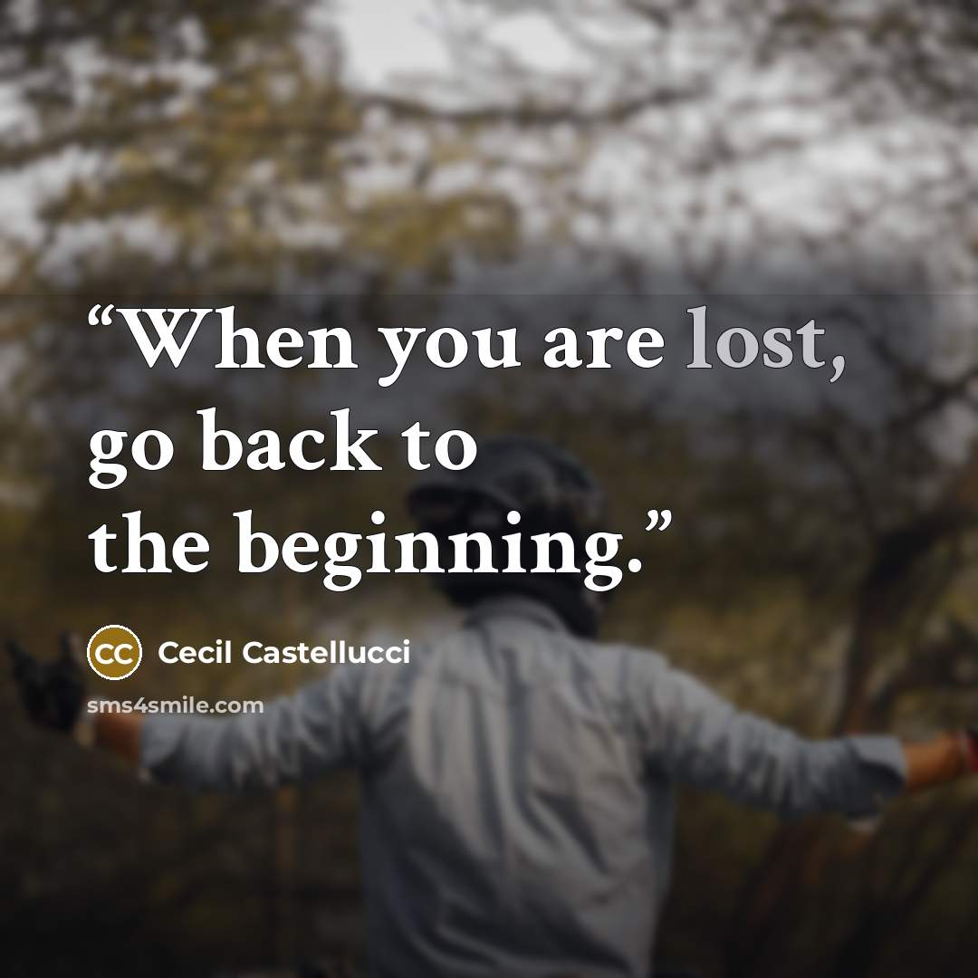 “When you are lost, go back to the beginning.” quote by Cecil Castellucci
