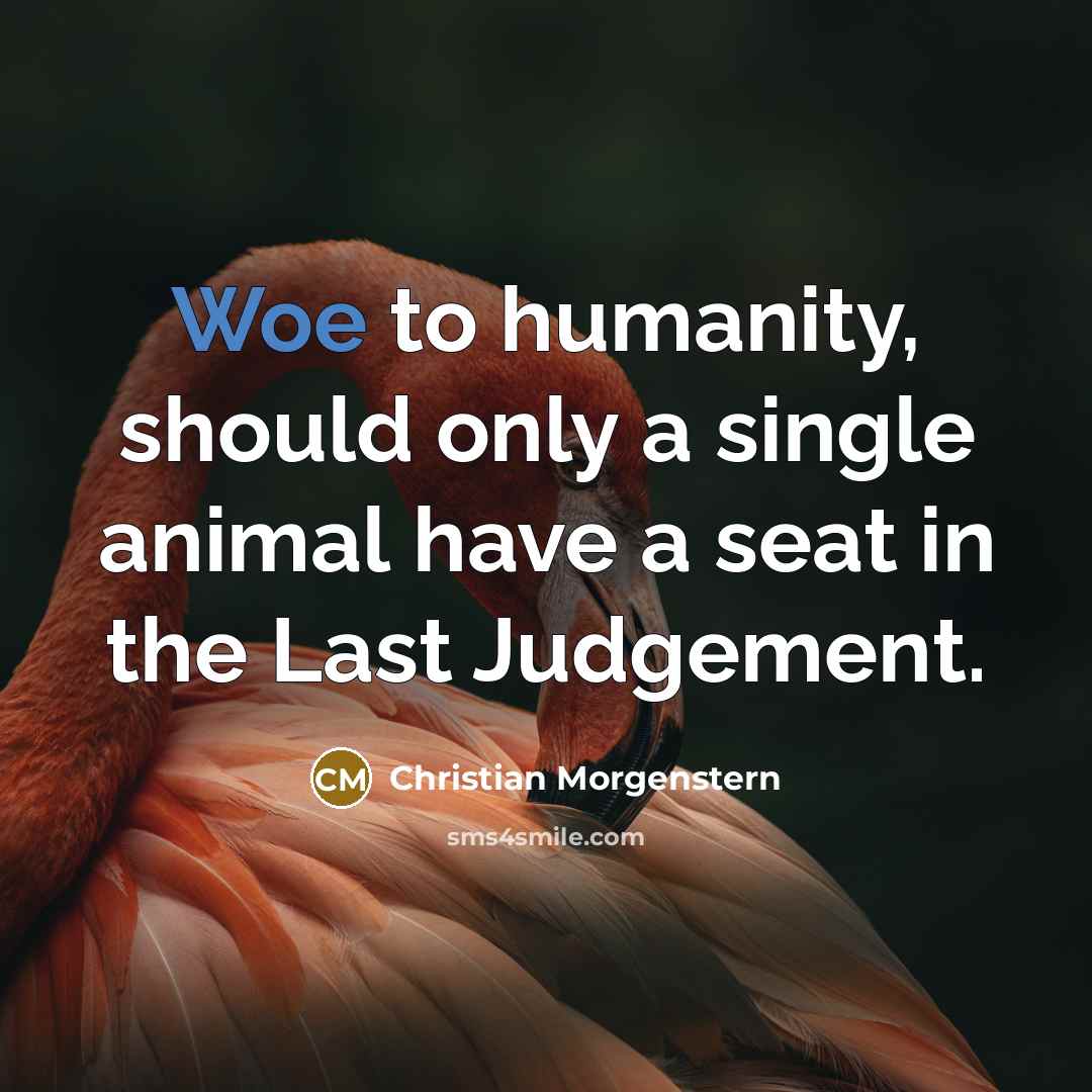 “Woe to humanity, should only a single animal have a…” quote by Christian Morgenstern