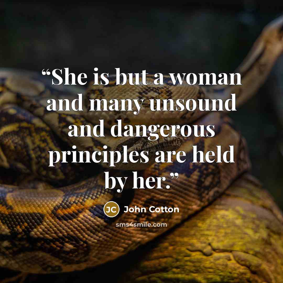 “She is but a woman and many unsound and dangerous principles are held by her.” quote by John Cotton