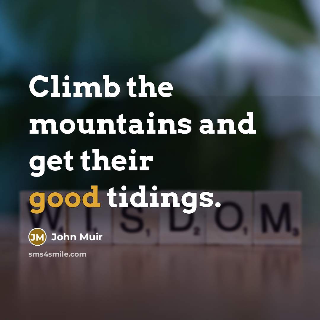 “Climb the mountains and get their good tidings.…” quote by John Muir