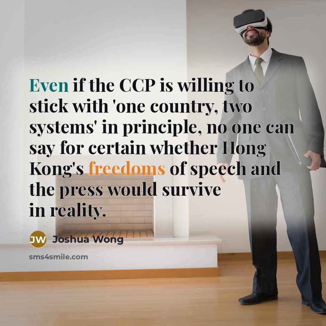 “Even if the CCP is willing to stick with 'one…” quote by Joshua Wong