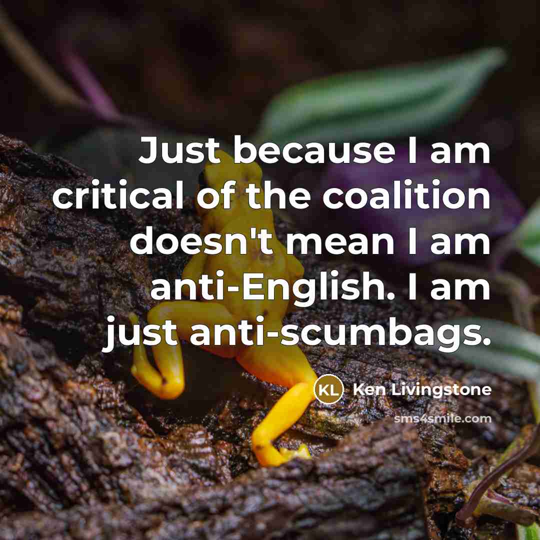 “Just because I am critical of the coalition doesn't mean…” quote by Ken Livingstone