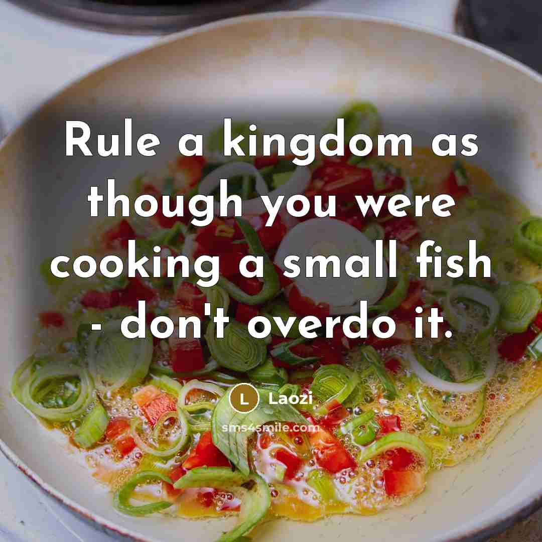 “Rule a kingdom as though you were cooking a small…” quote by Laozi