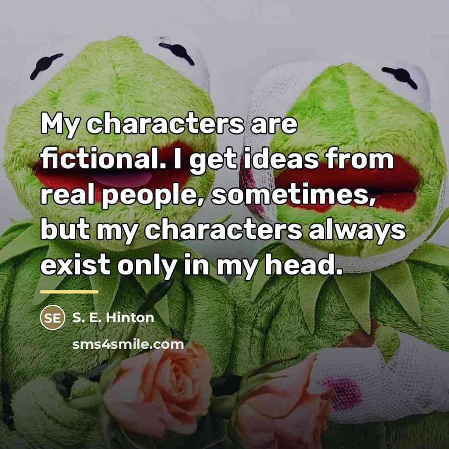“My characters are fictional. I get ideas from real people,…” quote by S. E. Hinton