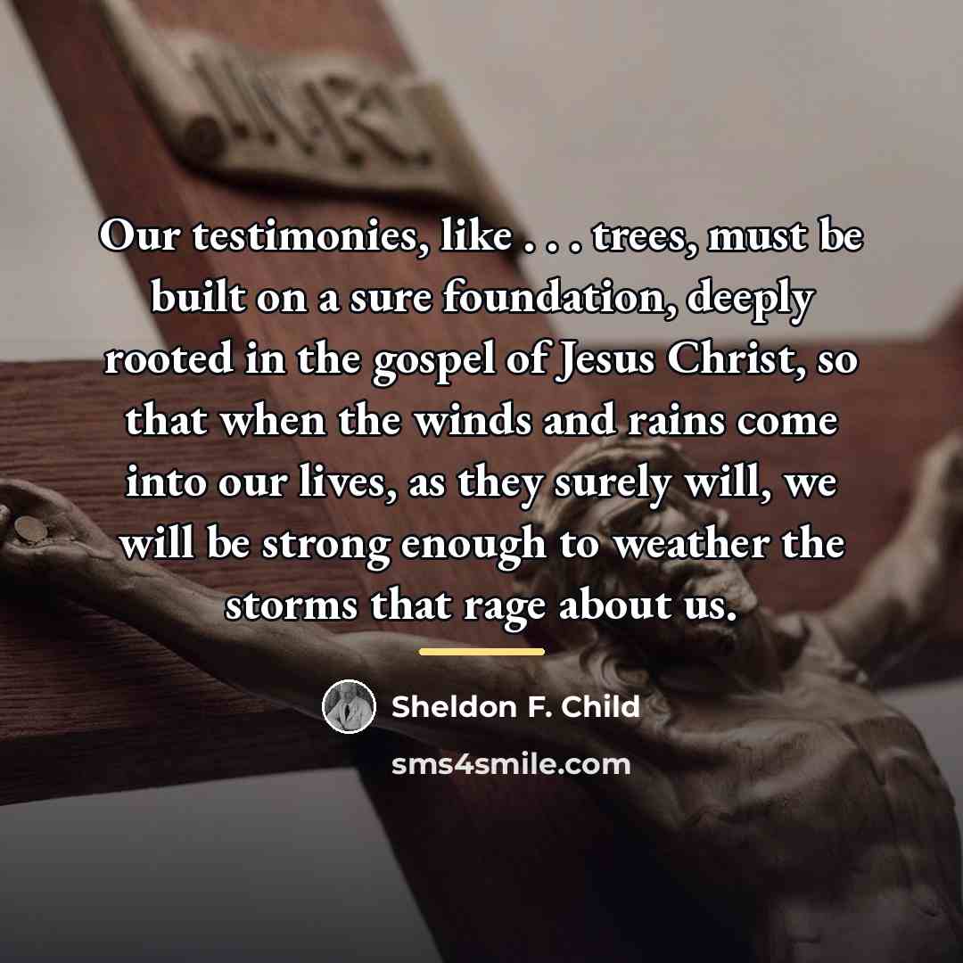 “Our testimonies, like . . . trees, must be built…” quote by Sheldon F. Child