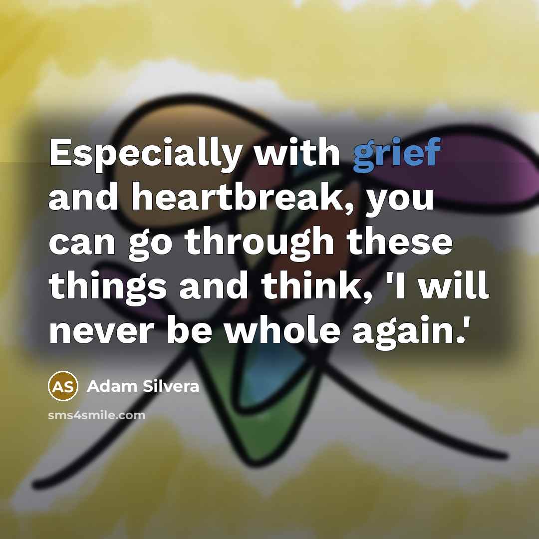 “Especially with grief and heartbreak, you can go through these…” quote by Adam Silvera