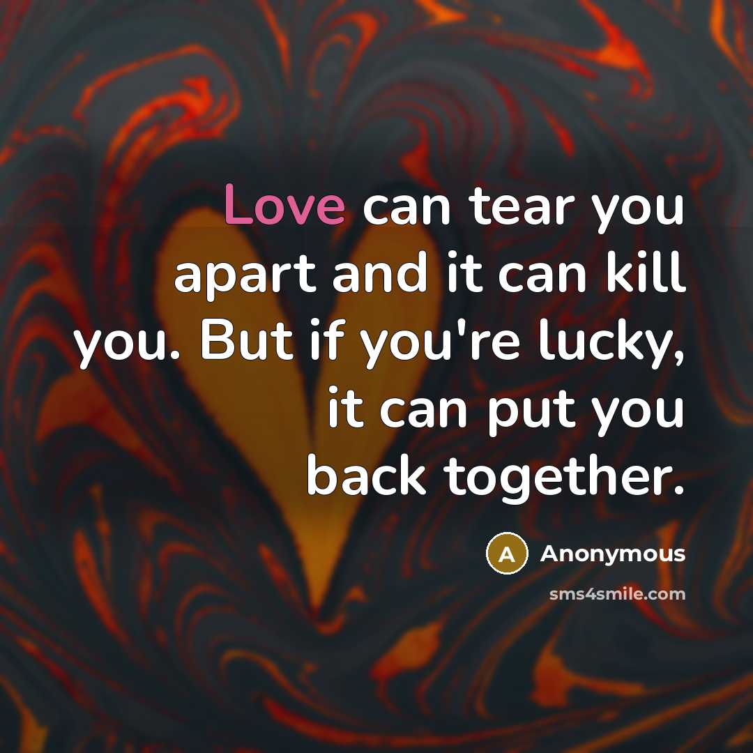 “Love can tear you apart and it can kill you.…” quote by Anonymous