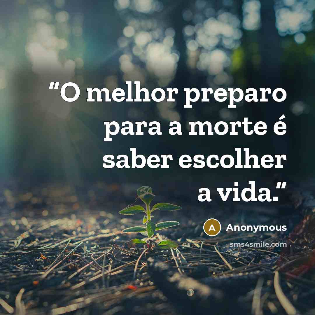 “O melhor preparo para a morte é saber escolher a vida.” quote by Anonymous