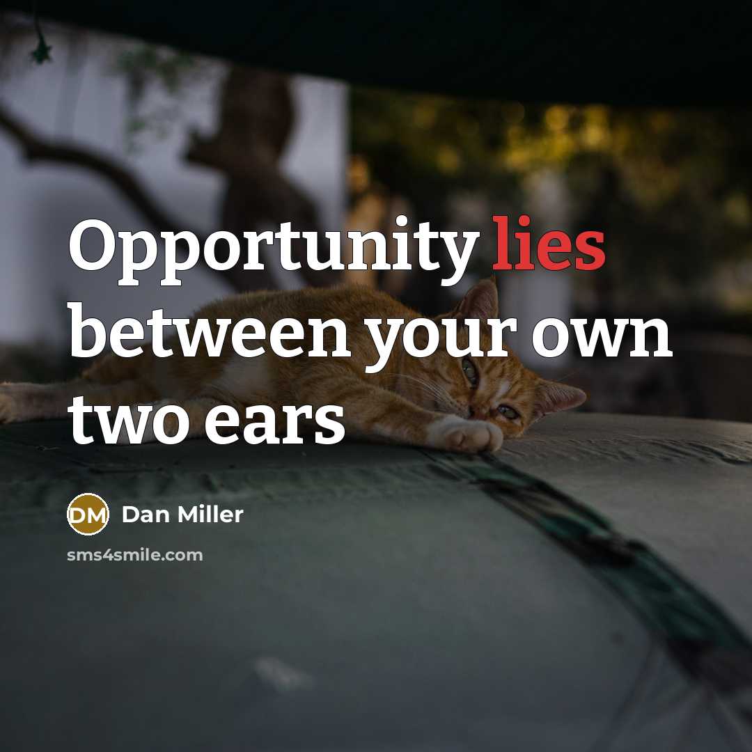 “Opportunity lies between your own two ears…” quote by Dan Miller