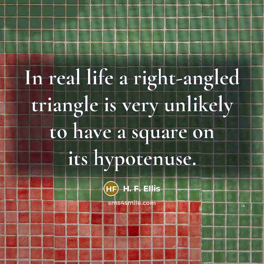 “In real life a right-angled triangle is very unlikely to…” quote by H. F. Ellis