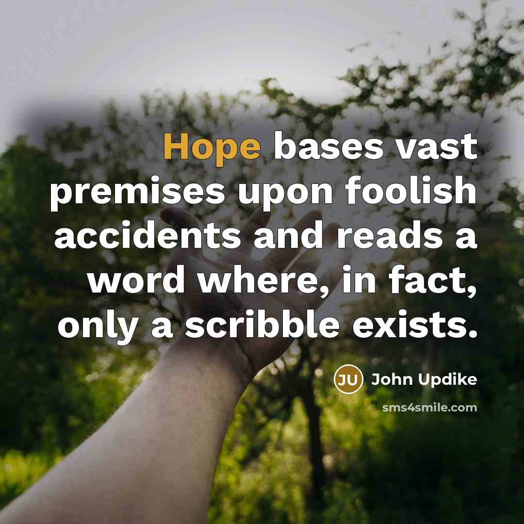 “Hope bases vast premises upon foolish accidents and reads a…” quote by John Updike
