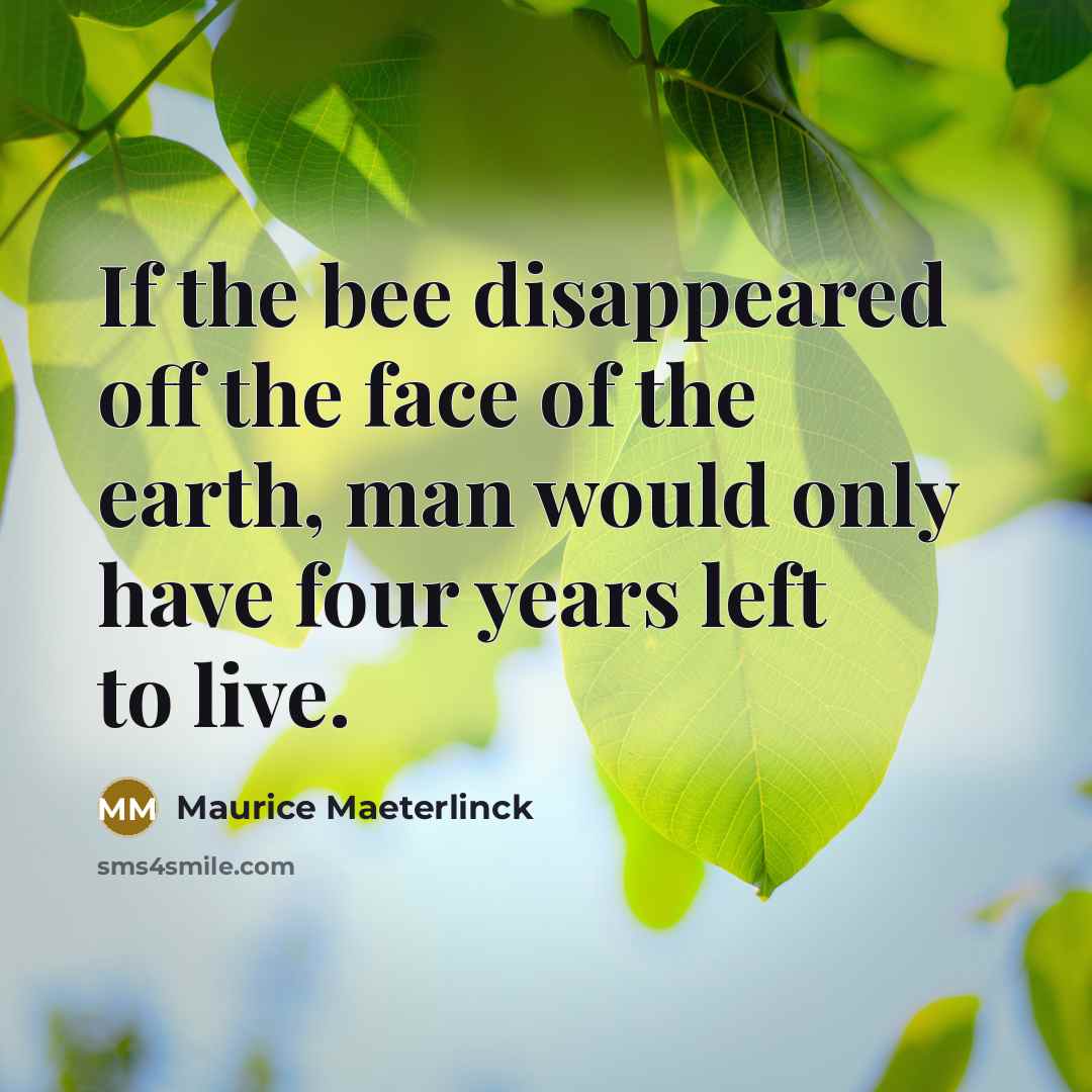 “If the bee disappeared off the face of the earth,…” quote by Maurice Maeterlinck
