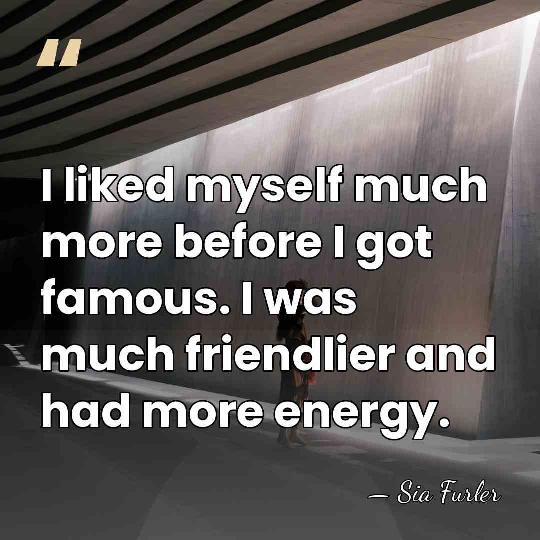I liked myself much more before I got famous. I was much&hellip; - Sia Furler