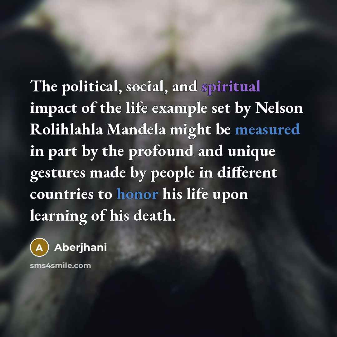“The political, social, and spiritual impact of the life example…” quote by Aberjhani