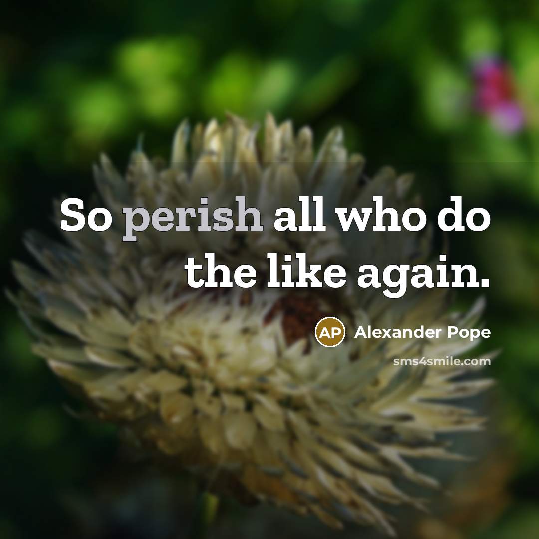 “So perish all who do the like again.…” quote by Alexander Pope