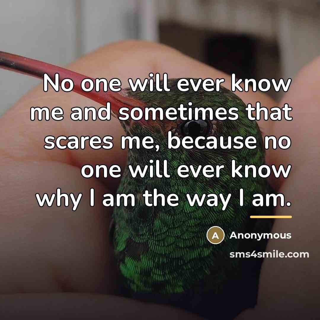 “No one will ever know me and sometimes that scares…” quote by Anonymous