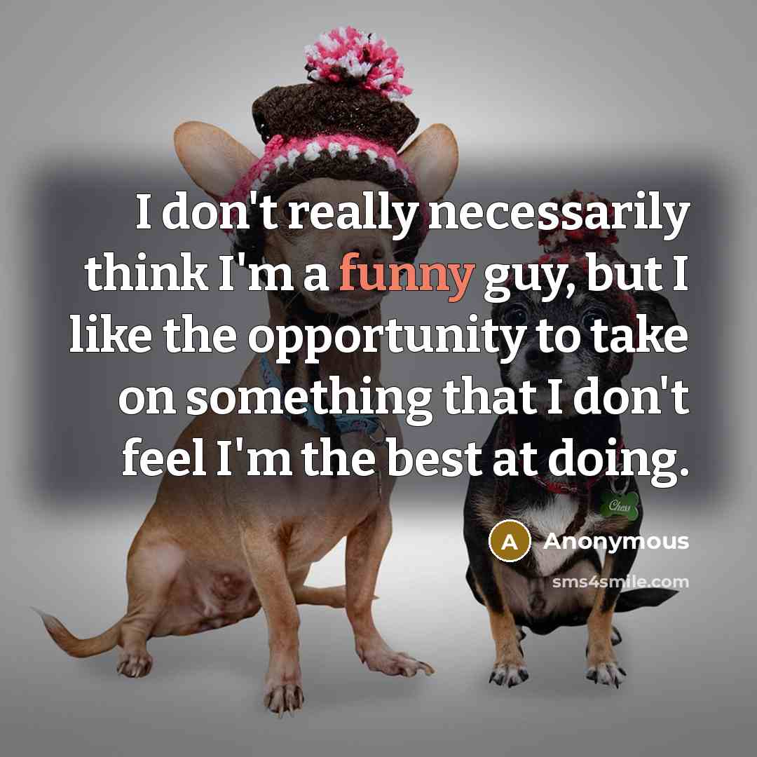 “I don't really necessarily think I'm a funny guy, but I like the opportunity to take on something that I don't feel I'm the best at doing.” quote by Anonymous
