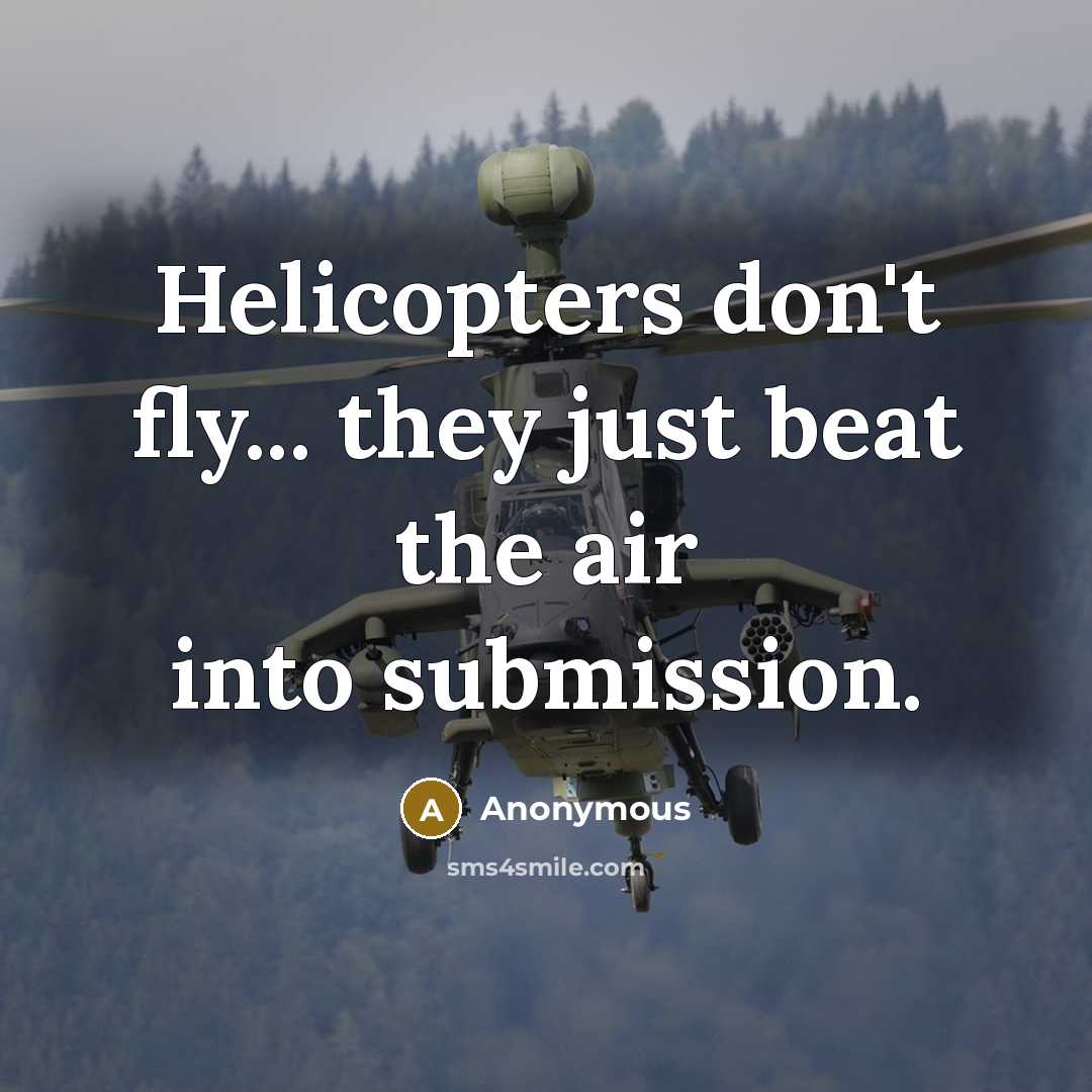 “Helicopters don't fly... they just beat the air into submission.…” quote by Anonymous