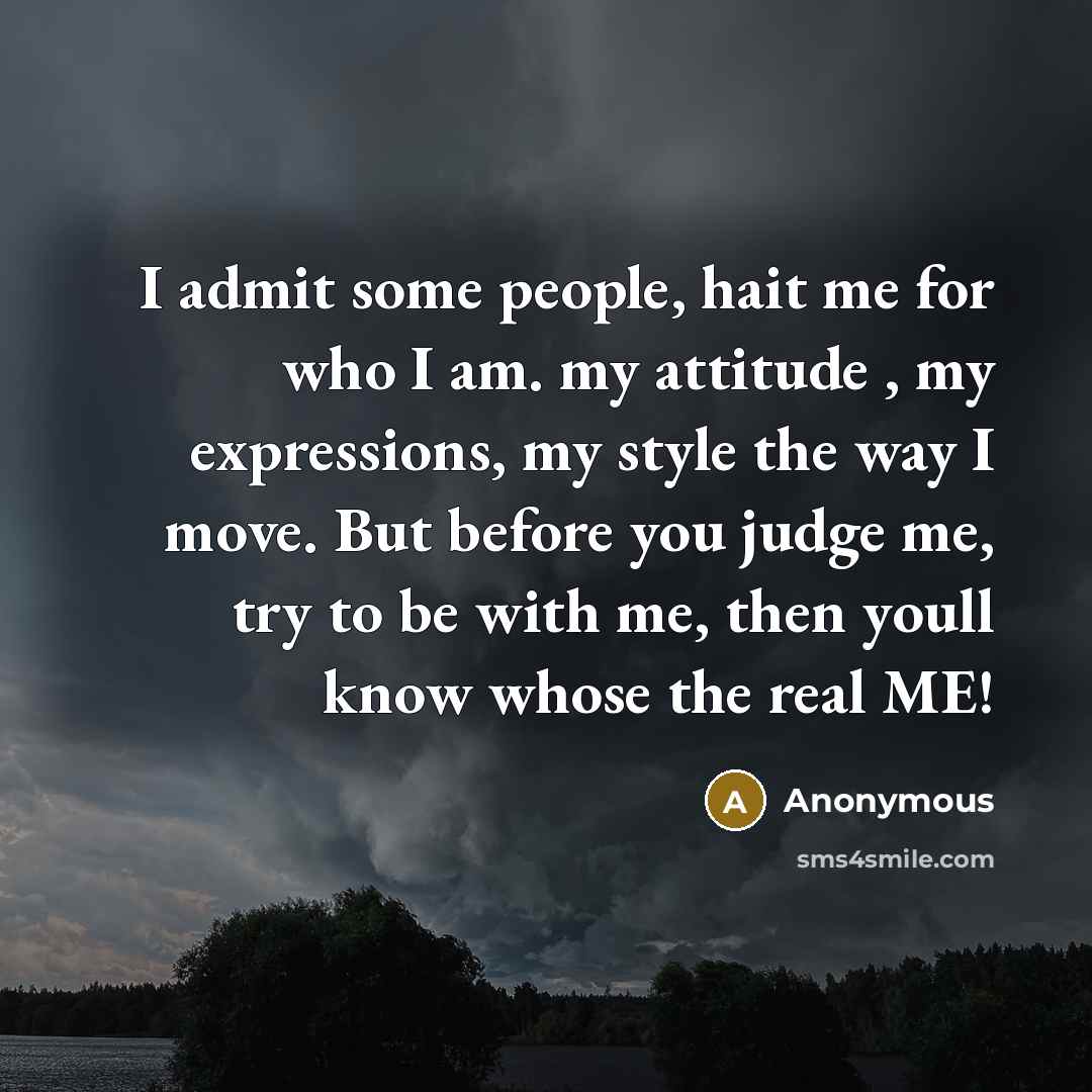“I admit some people, hait me for who I am.…” quote by Anonymous
