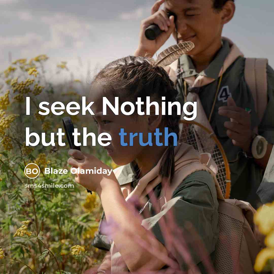“I seek Nothing but the truth” quote by Blaze Olamiday