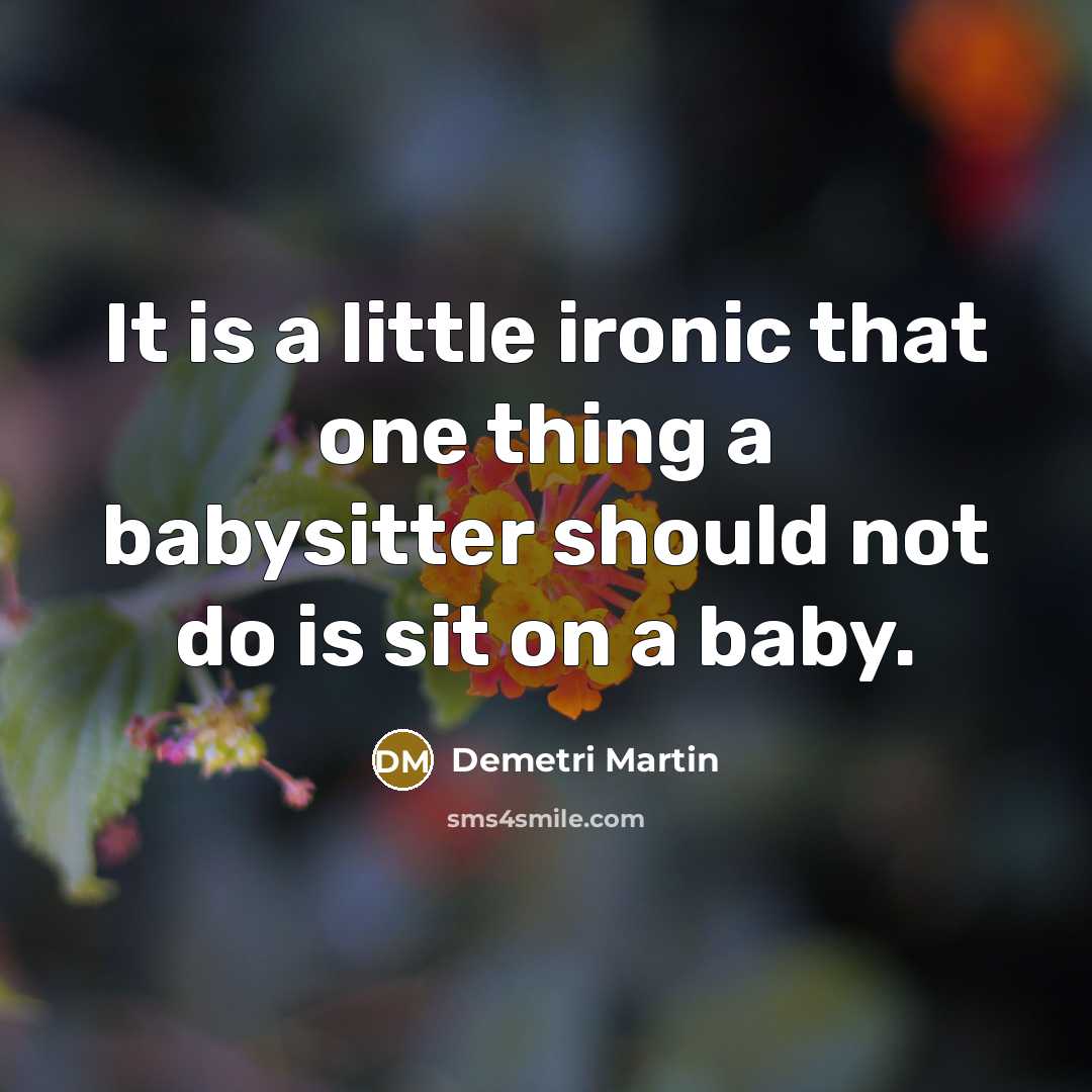 “It is a little ironic that one thing a babysitter…” quote by Demetri Martin