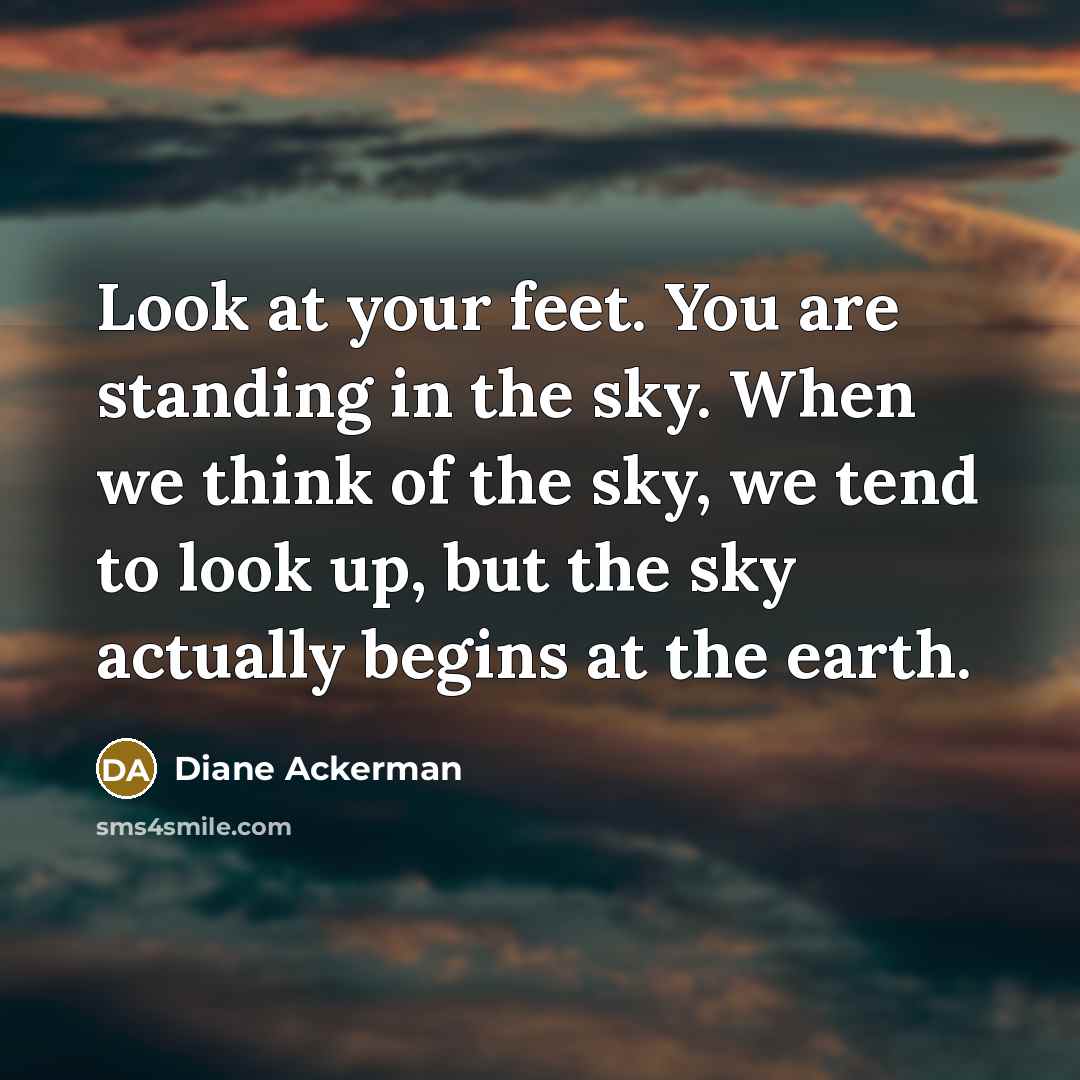 “Look at your feet. You are standing in the sky.…” quote by Diane Ackerman