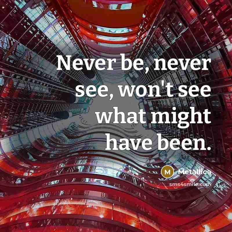 “Never be, never see, won't see what might have been.…” quote by Metallica